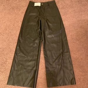 Forever 21 Faux Leather Wide Leg Black Pants